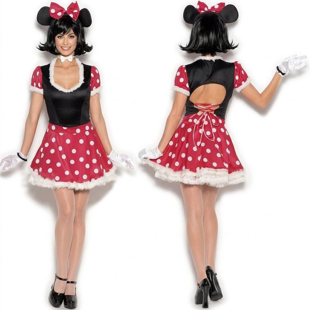 VINTAGE RETRO MINNIE MOUSE COSTUME SHIRLEY OF HOLLYWOOD RED POLKA DOT PINUP- M/L